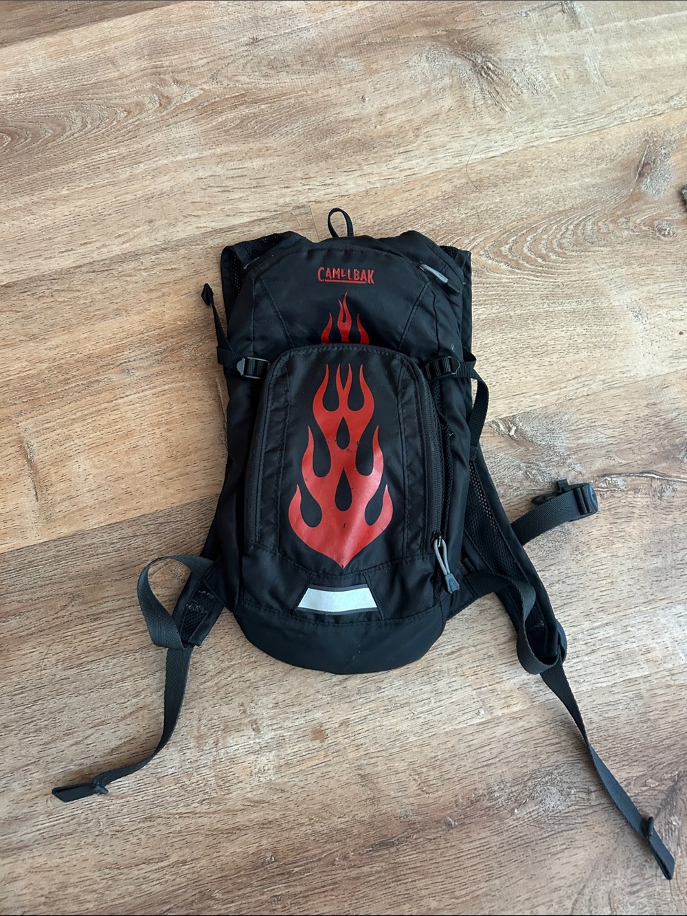 CamelBak Kids Black Backpack with Red Flame Graphic